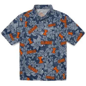 illinois fighting illini hibiscus oasis blue hawaiian shirts best selling