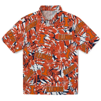 illinois fighting illini hibiscus overlay hawaiian shirts best selling