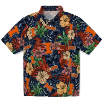 illinois fighting illini tiki jungle blue hawaiian shirts best selling
