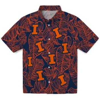 illinois fighting illini leaf outline blue hawaiian shirts best selling