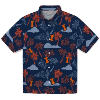 illinois fighting illini palm and clouds blue hawaiian shirts best selling