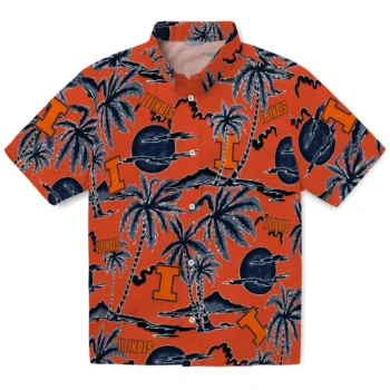 illinois fighting illini palm sunset hawaiian shirts best selling