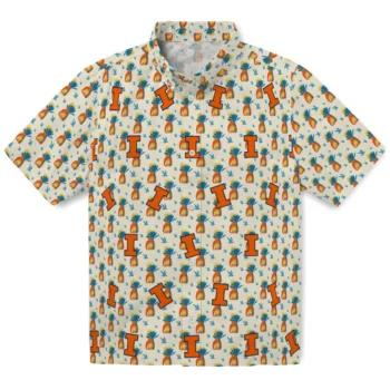 illinois fighting illini pineapple delight beige hawaiian shirts best selling