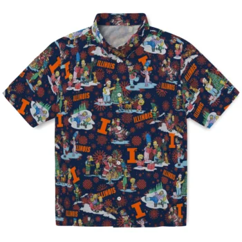 illinois fighting illini simpsons christmas blue hawaiian shirts best selling