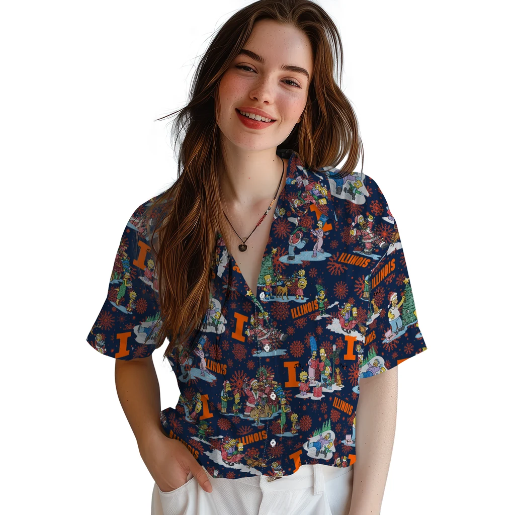 Illinois Fighting Illini Hawaiian Shirt - Simpsons Christmas illinois fighting illini simpsons christmas blue hawaiian shirts latest model