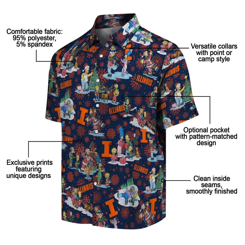 Illinois Fighting Illini Hawaiian Shirt - Simpsons Christmas illinois fighting illini simpsons christmas blue hawaiian shirts new arrival
