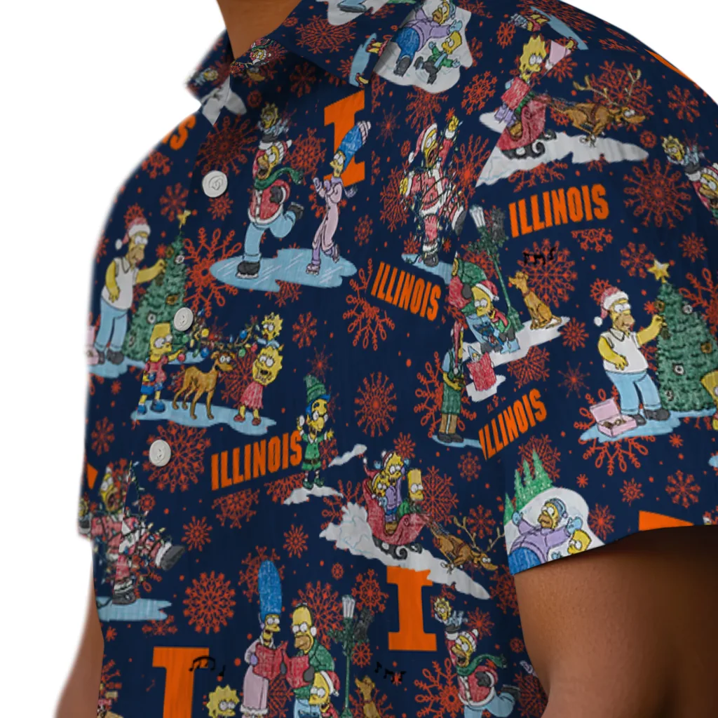 Illinois Fighting Illini Hawaiian Shirt - Simpsons Christmas illinois fighting illini simpsons christmas blue hawaiian shirts trendy
