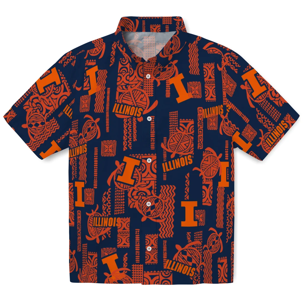 Illinois Fighting Illini Hawaiian Shirt - Turtle Lines illinois fighting illini turtle lines blue hawaiian shirts best selling