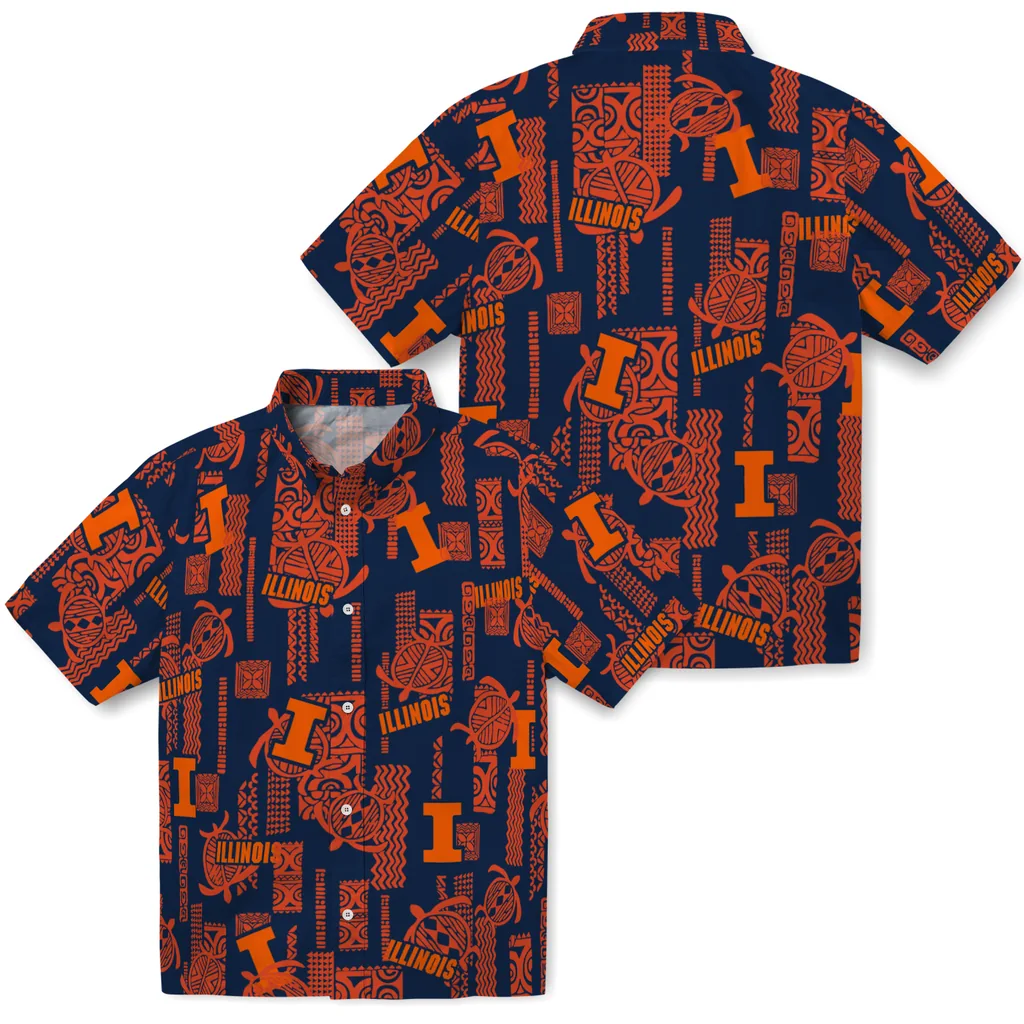 Illinois Fighting Illini Hawaiian Shirt - Turtle Lines illinois fighting illini turtle lines blue hawaiian shirts high quality