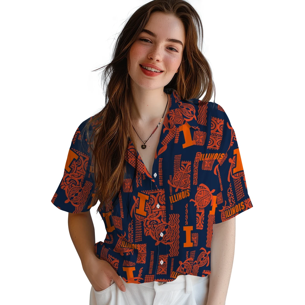 Illinois Fighting Illini Hawaiian Shirt - Turtle Lines illinois fighting illini turtle lines blue hawaiian shirts latest model
