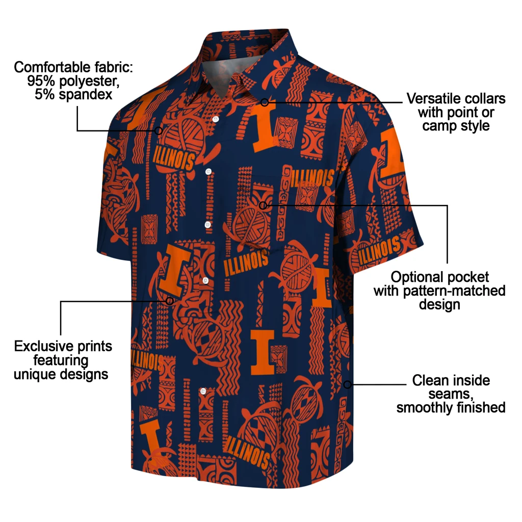 Illinois Fighting Illini Hawaiian Shirt - Turtle Lines illinois fighting illini turtle lines blue hawaiian shirts new arrival