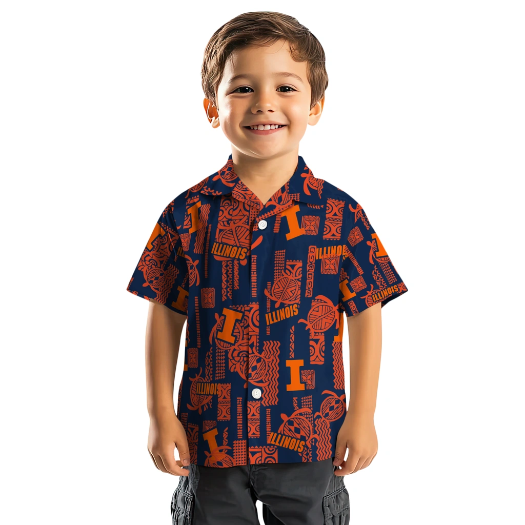 Illinois Fighting Illini Hawaiian Shirt - Turtle Lines illinois fighting illini turtle lines blue hawaiian shirts top rated