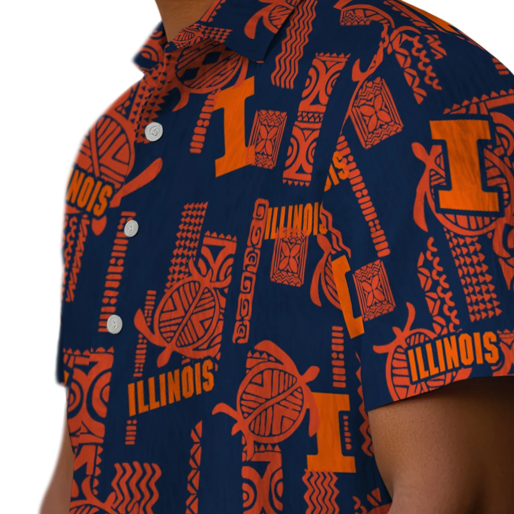 Illinois Fighting Illini Hawaiian Shirt - Turtle Lines illinois fighting illini turtle lines blue hawaiian shirts trendy