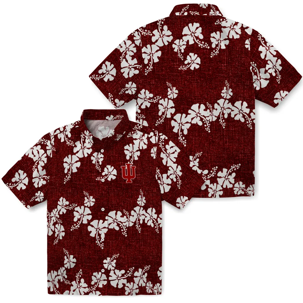 Indiana Hoosiers Hawaiian Shirt - 50th State Flower indiana hoosiers hibiscus petals red hawaiian shirts high quality