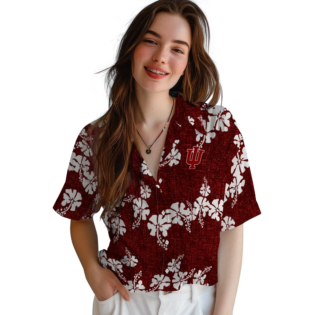 Indiana Hoosiers Hawaiian Shirt - 50th State Flower indiana hoosiers hibiscus petals red hawaiian shirts latest model