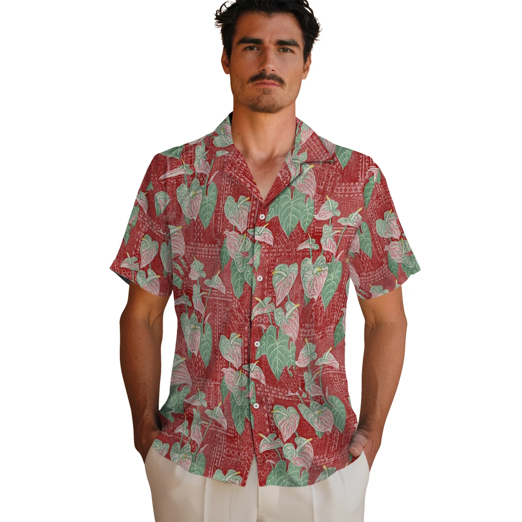 Indiana Hoosiers Hawaiian Shirt - Anthurium Overlay indiana hoosiers anthurium overlay red hawaiian shirts fashion forward