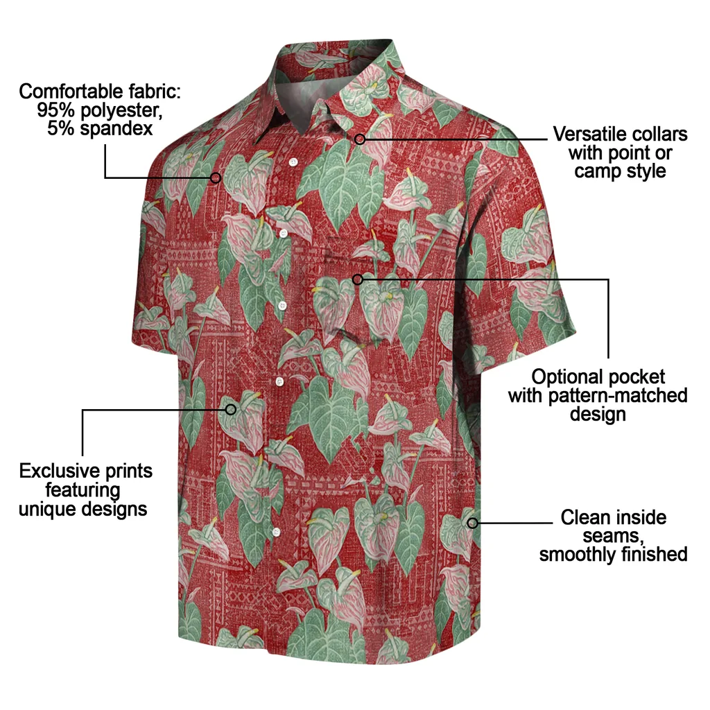 Indiana Hoosiers Hawaiian Shirt - Anthurium Overlay indiana hoosiers anthurium overlay red hawaiian shirts new arrival