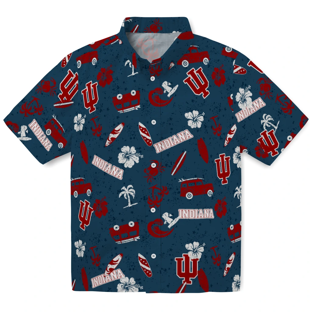 Indiana Hoosiers Hawaiian Shirt - Beach Vibe indiana hoosiers beach vibe navy hawaiian shirts best selling