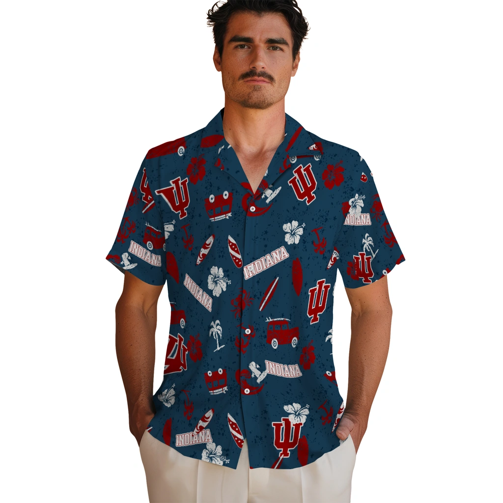 Indiana Hoosiers Hawaiian Shirt - Beach Vibe indiana hoosiers beach vibe navy hawaiian shirts fashion forward