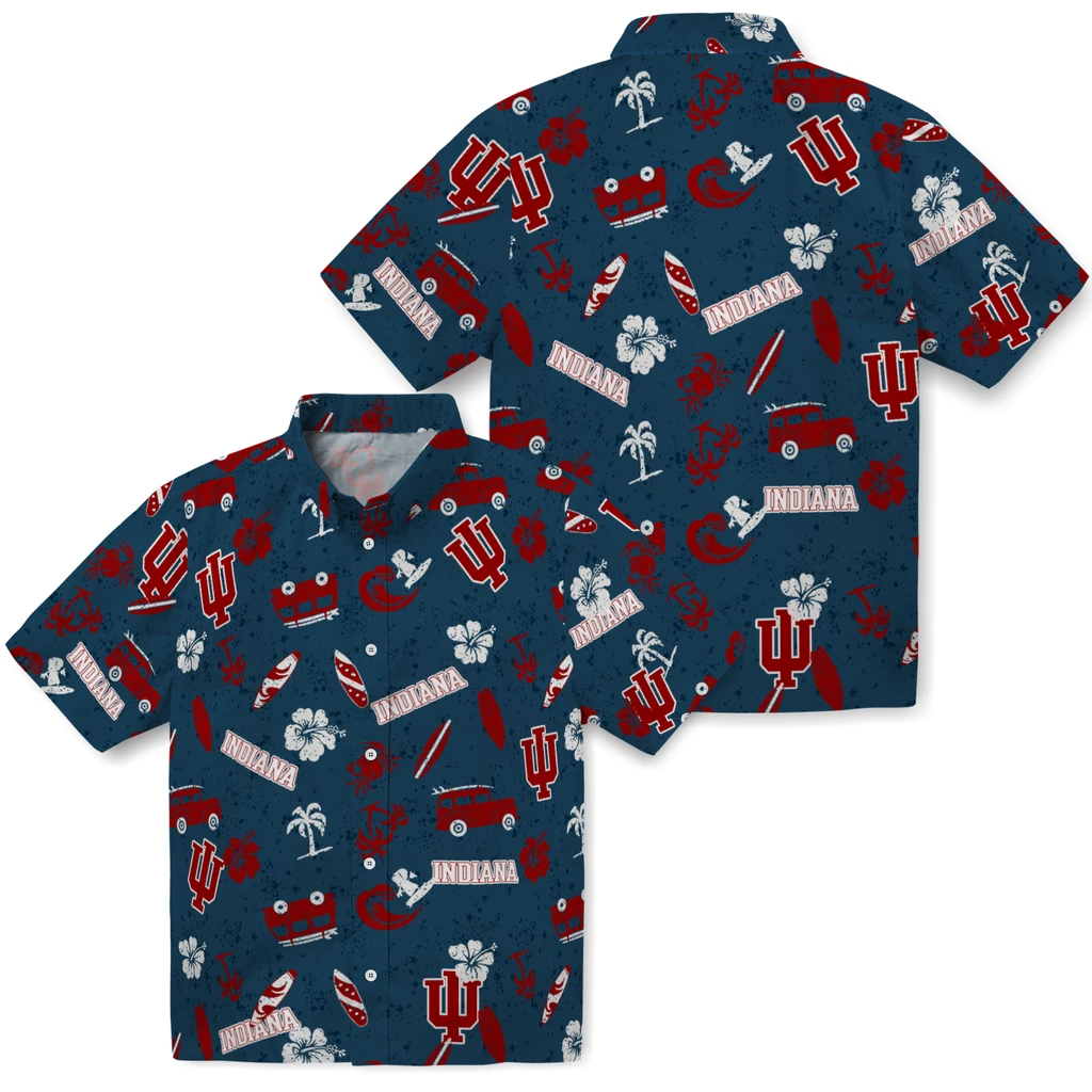 Indiana Hoosiers Hawaiian Shirt - Beach Vibe indiana hoosiers beach vibe navy hawaiian shirts high quality