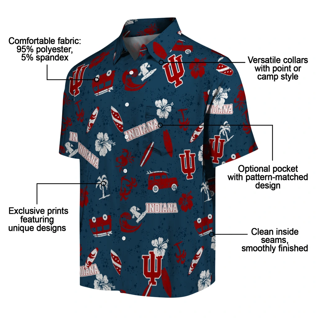 Indiana Hoosiers Hawaiian Shirt - Beach Vibe indiana hoosiers beach vibe navy hawaiian shirts new arrival