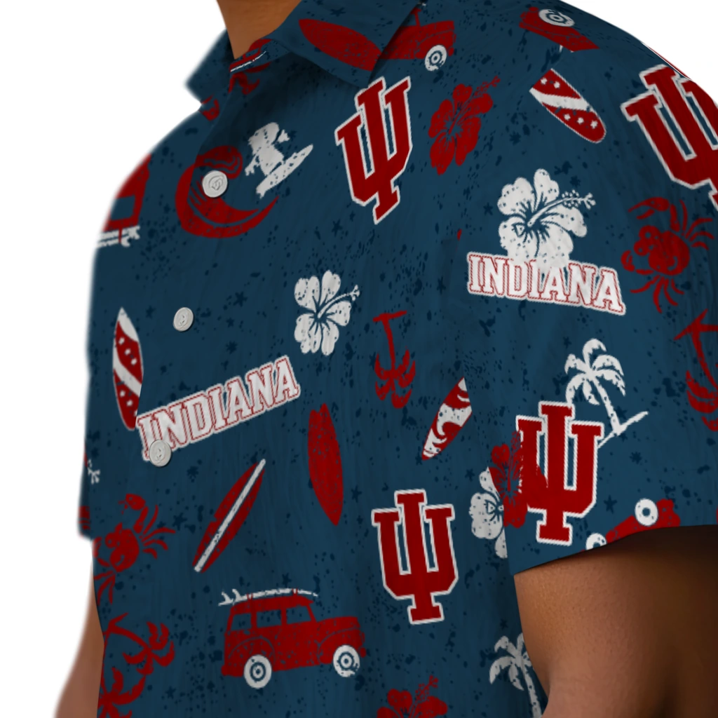 Indiana Hoosiers Hawaiian Shirt - Beach Vibe indiana hoosiers beach vibe navy hawaiian shirts trendy