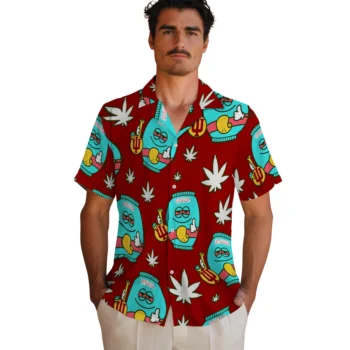 indiana hoosiers bong smile red hawaiian shirts fashion forward