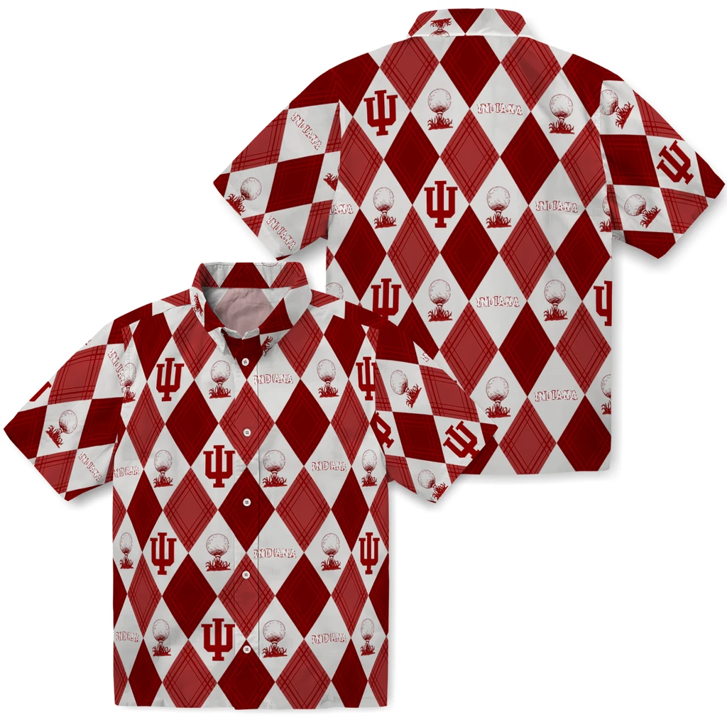 Indiana Hoosiers Hawaiian Shirt - Golfing Plaid indiana hoosiers balloon plaid red hawaiian shirts high quality