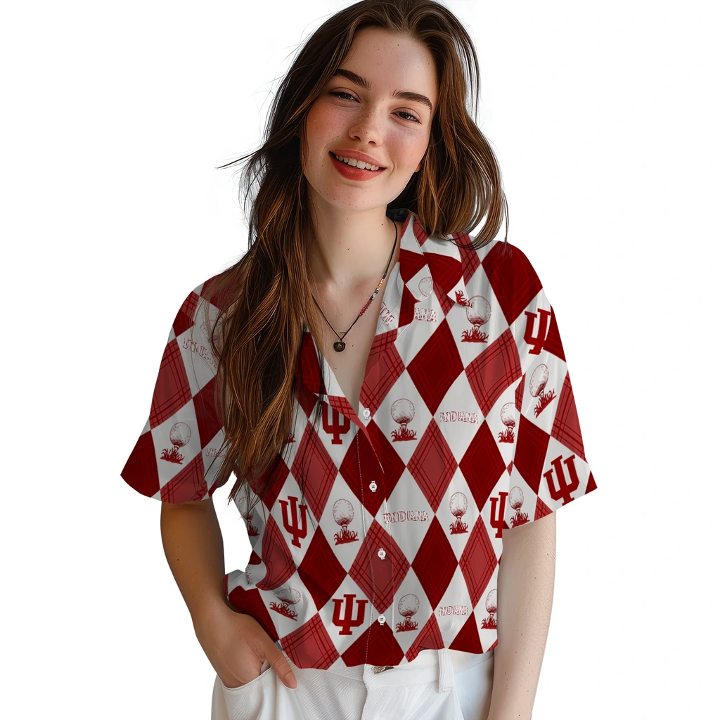 Indiana Hoosiers Hawaiian Shirt - Golfing Plaid indiana hoosiers balloon plaid red hawaiian shirts latest model