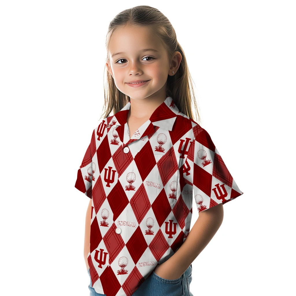 Indiana Hoosiers Hawaiian Shirt - Golfing Plaid indiana hoosiers balloon plaid red hawaiian shirts premium grade