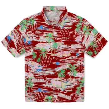 indiana hoosiers flamingo retreat red hawaiian shirts best selling