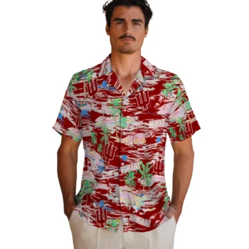 indiana hoosiers flamingo retreat red hawaiian shirts fashion forward