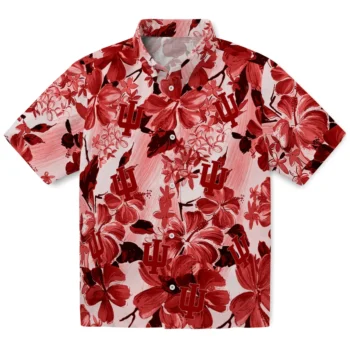 indiana hoosiers hibiscus arrangement red hawaiian shirts best selling