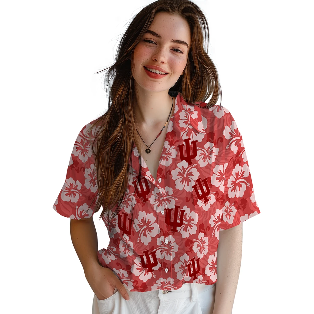 Indiana Hoosiers Hawaiian Shirt - Hibiscus Cluster indiana hoosiers hibiscus cluster red hawaiian shirts latest model
