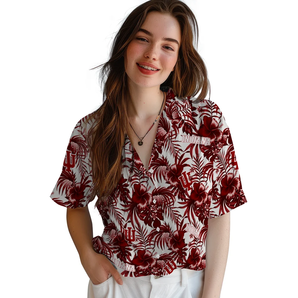 Indiana Hoosiers Hawaiian Shirt - Hibiscus Exotic indiana hoosiers hibiscus exotic red hawaiian shirts latest model