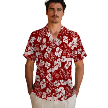 indiana hoosiers hibiscus bloom red hawaiian shirts fashion forward
