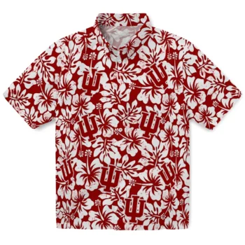 indiana hoosiers hibiscus motif red white hawaiian shirts best selling