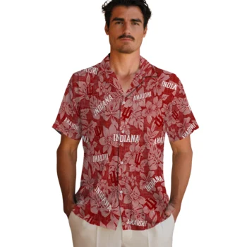 indiana hoosiers hibiscus oasis red hawaiian shirts fashion forward