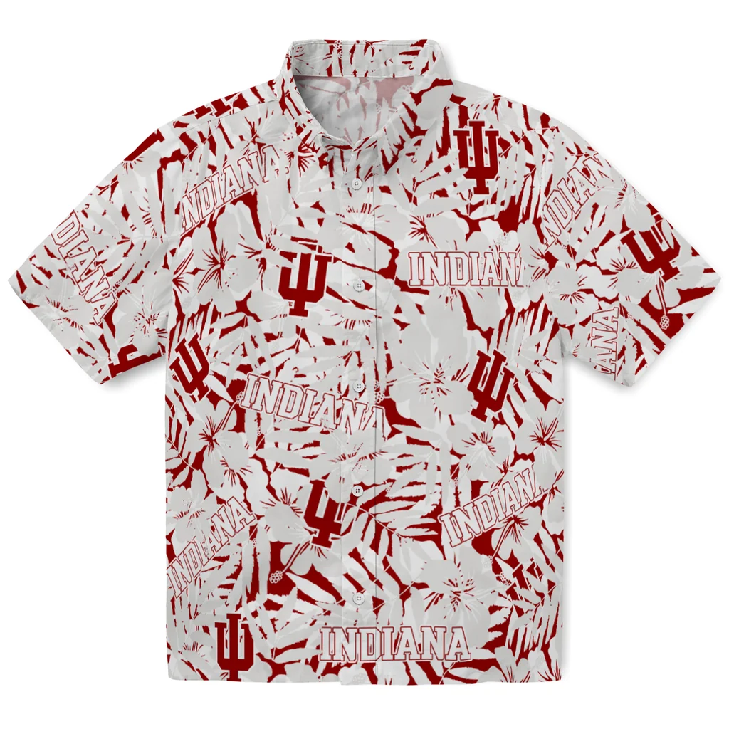 Indiana Hoosiers Hawaiian Shirt - Hibiscus Overlay indiana hoosiers hibiscus overlay hawaiian shirts best selling