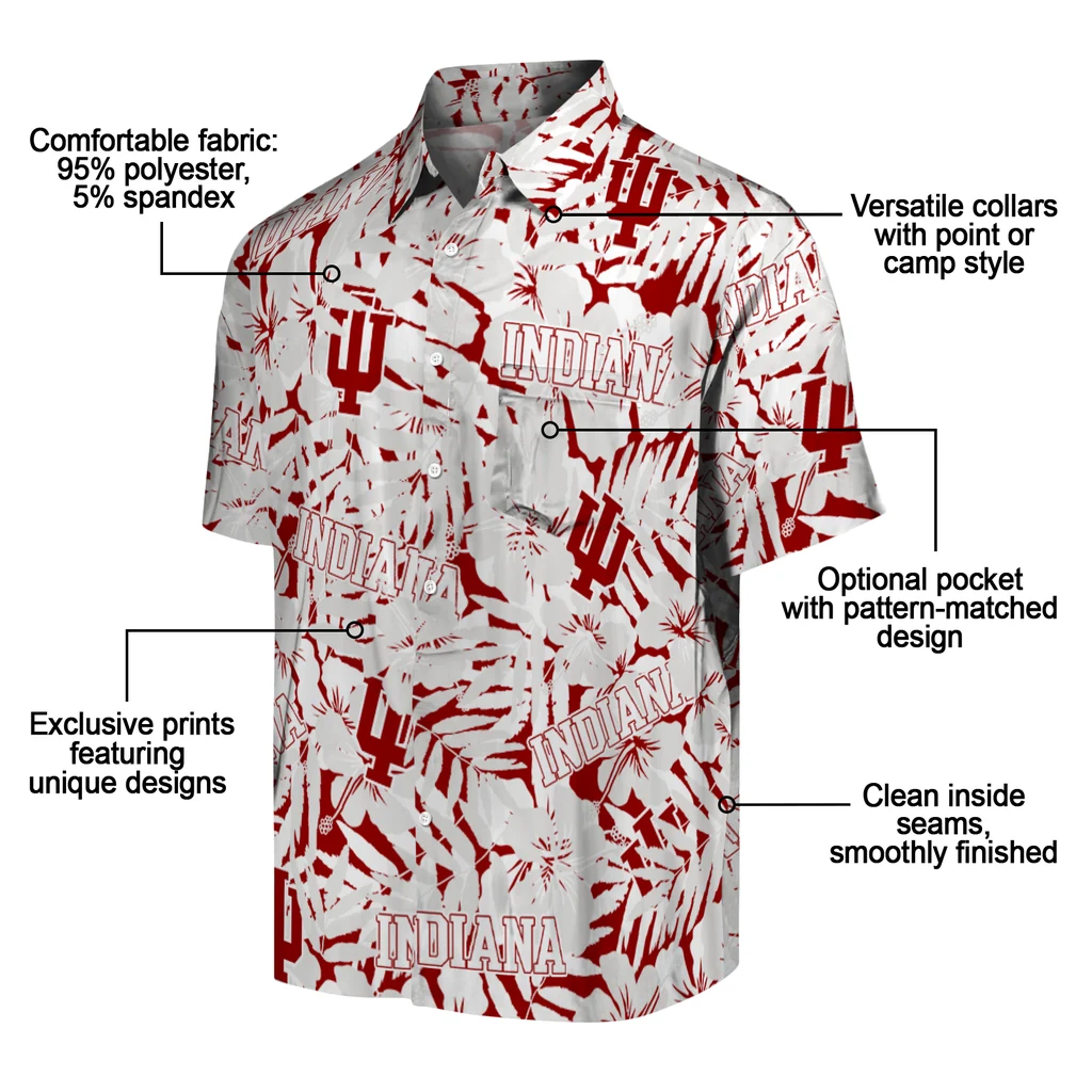 Indiana Hoosiers Hawaiian Shirt - Hibiscus Overlay indiana hoosiers hibiscus overlay hawaiian shirts new arrival