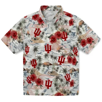 indiana hoosiers hibiscus seaside white hawaiian shirts best selling