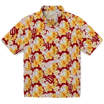 indiana hoosiers hibiscus tropics red yellow hawaiian shirts best selling