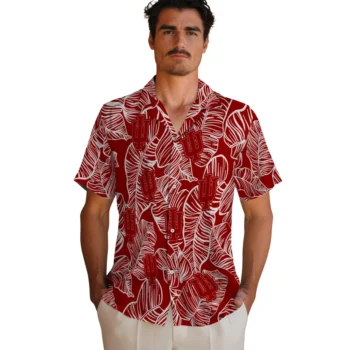 indiana hoosiers leaf outline red hawaiian shirts fashion forward