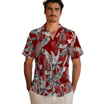 indiana hoosiers palm leaves red hawaiian shirts fashion forward