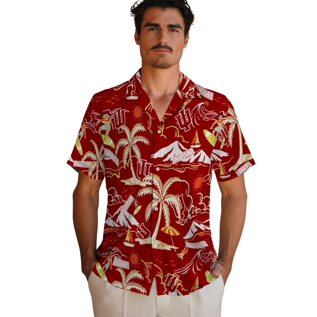 Indiana Hoosiers Hawaiian Shirt - Palm Tree Island indiana hoosiers palm tree island red hawaiian shirts fashion forward