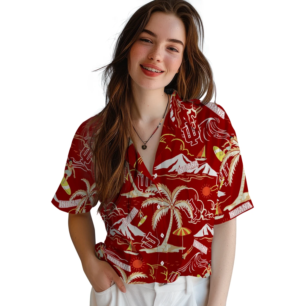 Indiana Hoosiers Hawaiian Shirt - Palm Tree Island indiana hoosiers palm tree island red hawaiian shirts latest model