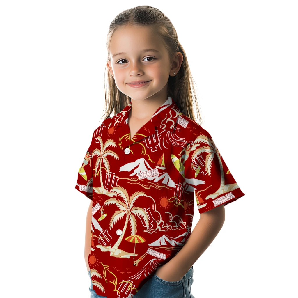 Indiana Hoosiers Hawaiian Shirt - Palm Tree Island indiana hoosiers palm tree island red hawaiian shirts premium grade