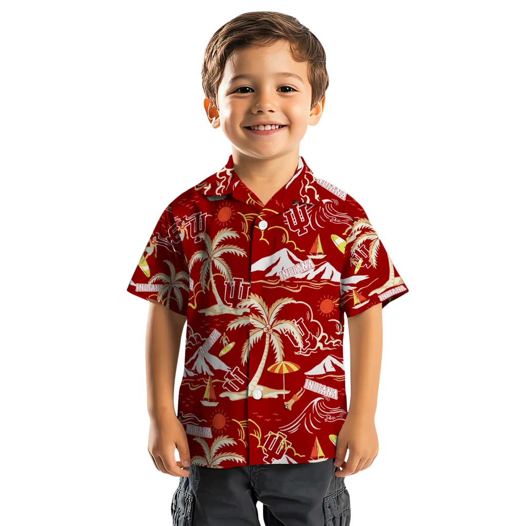 Indiana Hoosiers Hawaiian Shirt - Palm Tree Island indiana hoosiers palm tree island red hawaiian shirts top rated