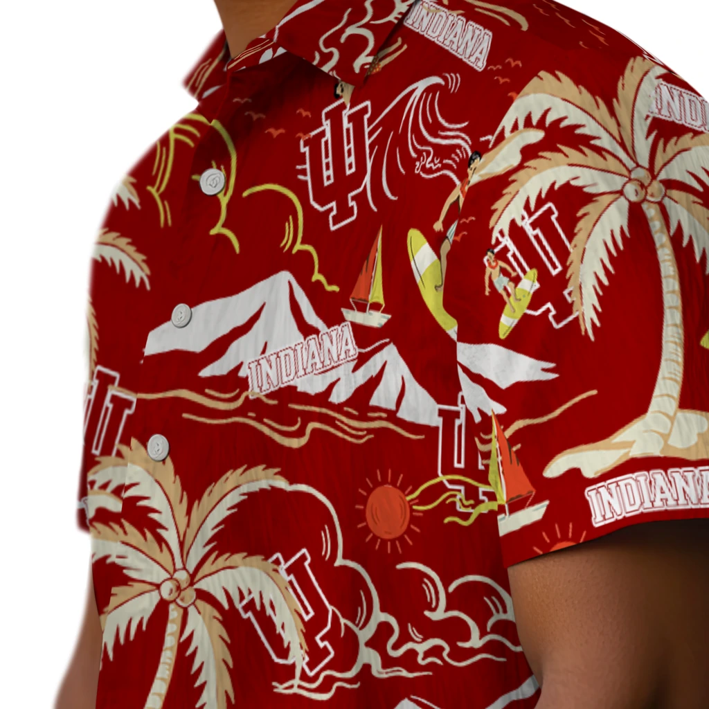 Indiana Hoosiers Hawaiian Shirt - Palm Tree Island indiana hoosiers palm tree island red hawaiian shirts trendy