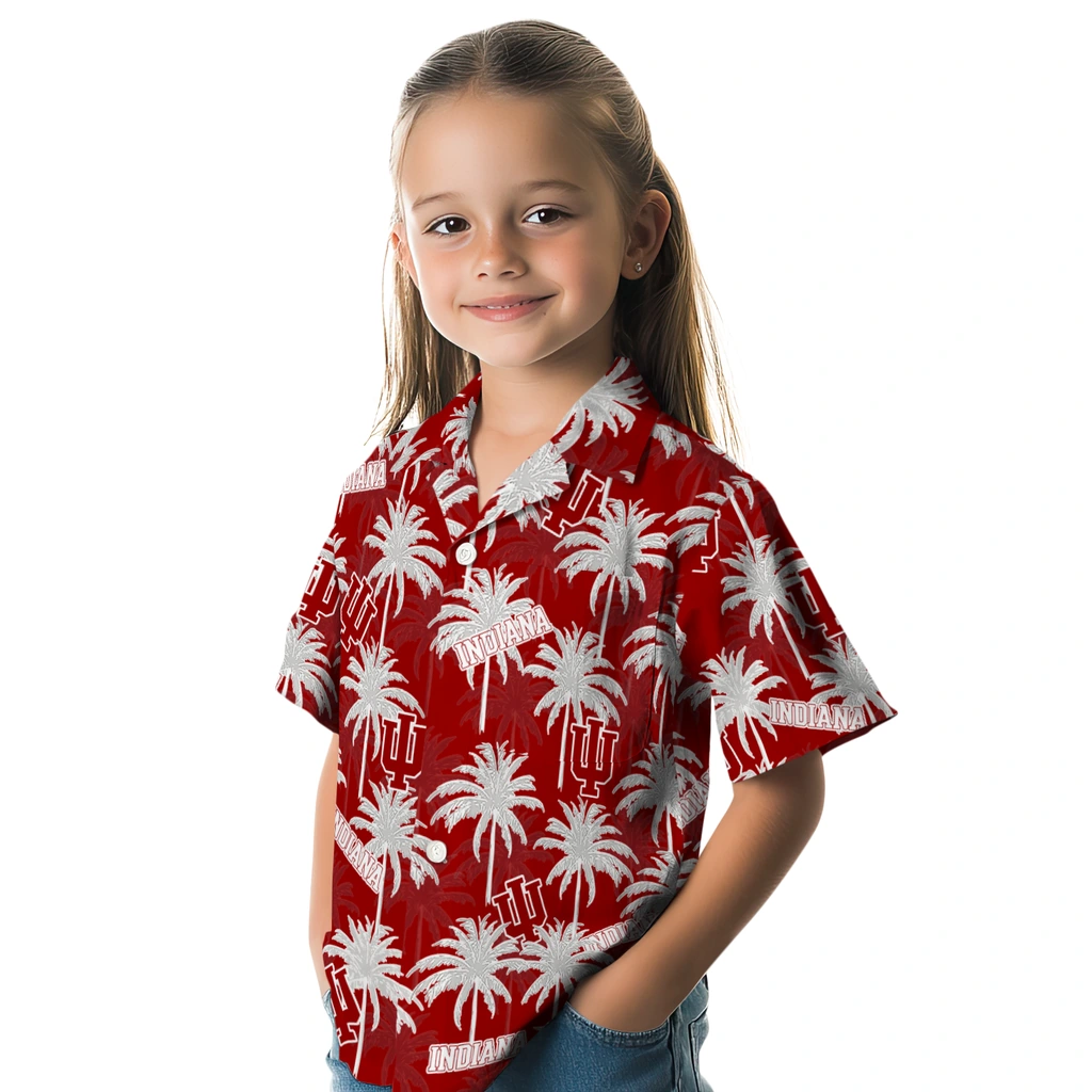 Indiana Hoosiers Hawaiian Shirt - Palm Tree Motif indiana hoosiers palm grove red hawaiian shirts premium grade